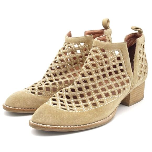 Jeffrey Campbell Taggart Booties Open Cut Out Boot Sand Leather Women’s Size 8.5 - Picture 7 of 15